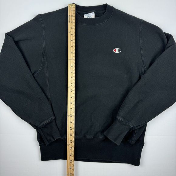 Champion Reverse Weave Crewneck Sweatshirt Mens Size Small Black Pullover - Picture 12 of 14
